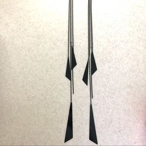 Long Black Rhinestone Earrings